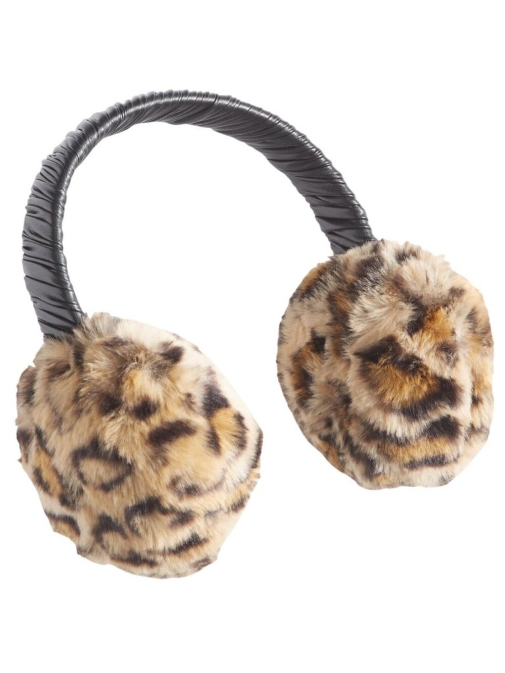 NWT INC International Concepts Faux Fur Earmuffs Fauzzy Leopard Brown / Black
